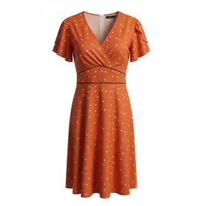 Orange Floral Wrap Dress